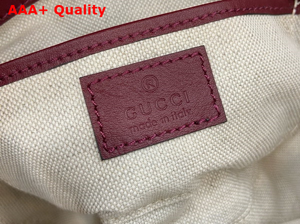 Gucci Horsebit 1955 Mini Shoulder Bag in Beige and Brown GG Canvas with Rosso Ancora Red Leather Trim 815205 Replica