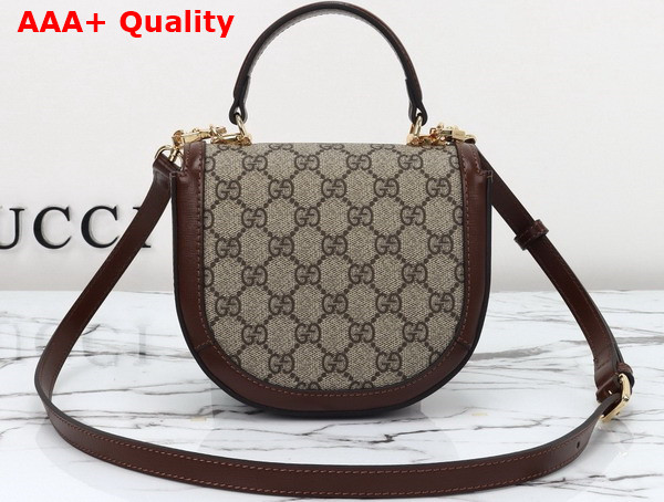 Gucci Horsebit 1955 Mini Top Handle Bag in Beige and Ebony GG Supreme Canvas 781387 Replica