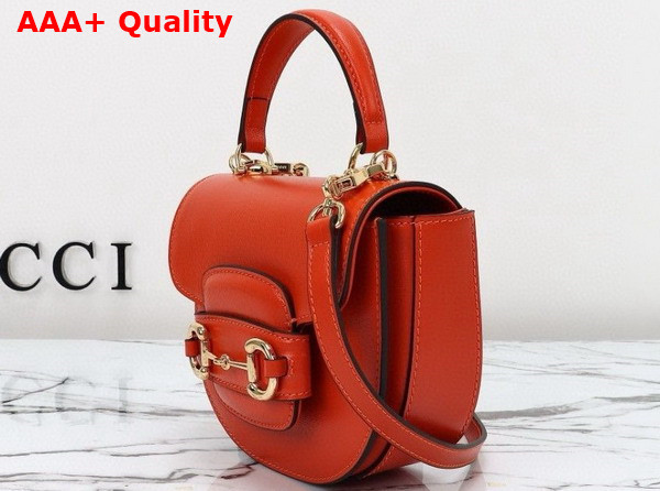 Gucci Horsebit 1955 Mini Top Handle Bag in Orange Leather 781387 Replica