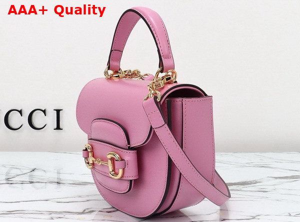 Gucci Horsebit 1955 Mini Top Handle Bag in Pink Leather 781387 Replica