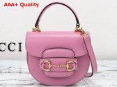 Gucci Horsebit 1955 Mini Top Handle Bag in Pink Leather 781387 Replica