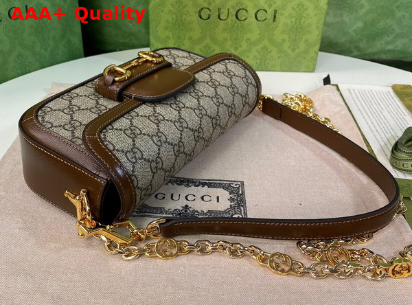 Gucci Horsebit 1955 Shoulder Bag Beige and Ebony GG Supreme Canvas with Brown Leather Trim 735178 Replica