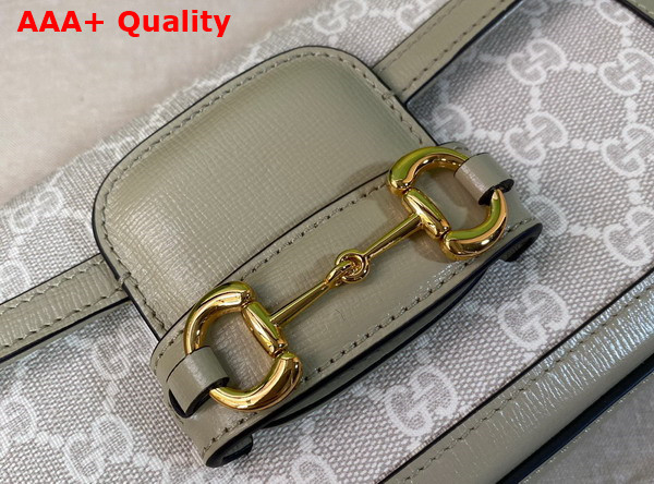 Gucci Horsebit 1955 Shoulder Bag Beige and White GG Supreme Canvas Oatmeal Leather Trim 735178 Replica