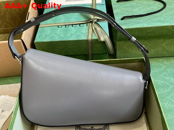 Gucci Horsebit 1955 Shoulder Bag in Grey Leather 764155 Replica