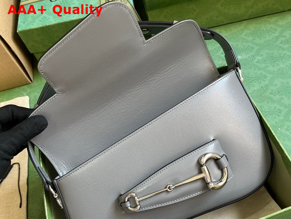 Gucci Horsebit 1955 Shoulder Bag in Grey Leather 764155 Replica