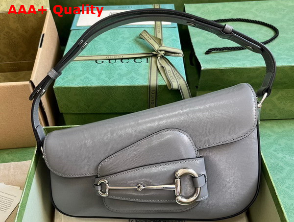 Gucci Horsebit 1955 Shoulder Bag in Grey Leather 764155 Replica