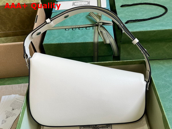 Gucci Horsebit 1955 Shoulder Bag in White Leather 764155 Replica