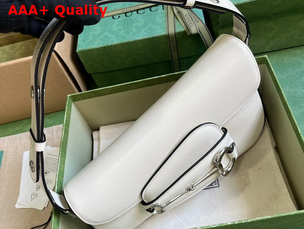 Gucci Horsebit 1955 Shoulder Bag in White Leather 764155 Replica