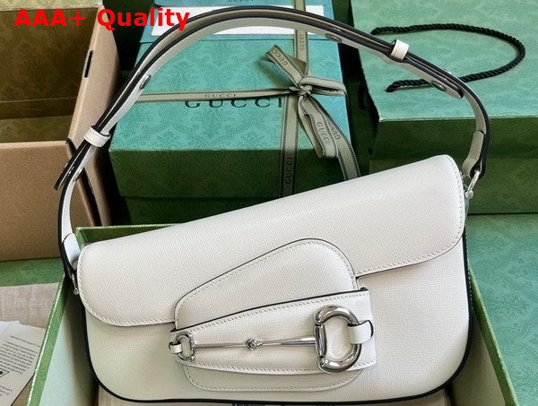 Gucci Horsebit 1955 Shoulder Bag in White Leather 764155 Replica