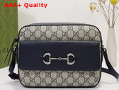 Gucci Horsebit 1955 Small Bag Beige and Blue GG Supreme Canvas 645454 Replica