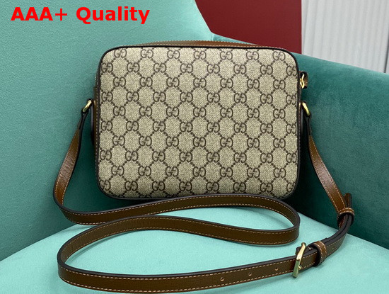 Gucci Horsebit 1955 Small Shoulder Bag Beige and Ebony GG Supreme Canvas 645454 Replica