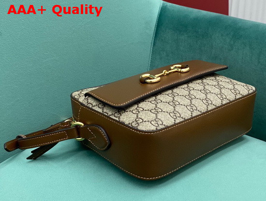 Gucci Horsebit 1955 Small Shoulder Bag Beige and Ebony GG Supreme Canvas 645454 Replica