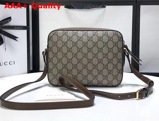 Gucci Horsebit 1955 Small Shoulder Bag Beige and Ebony GG Supreme Canvas Brown Leather Details 645454 Replica