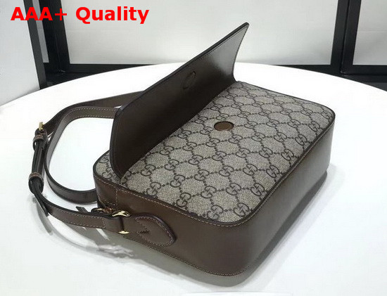 Gucci Horsebit 1955 Small Shoulder Bag Beige and Ebony GG Supreme Canvas Brown Leather Details 645454 Replica