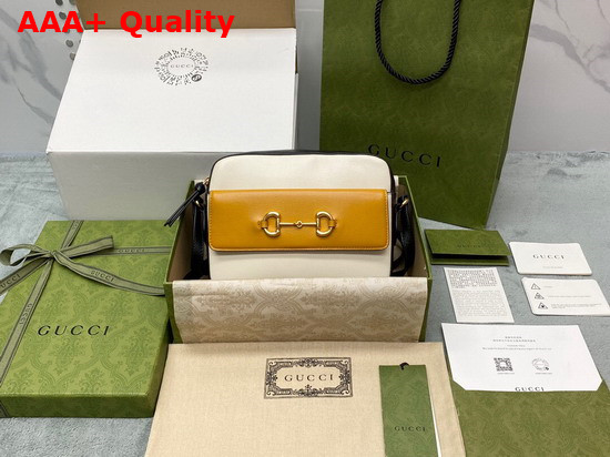 Gucci Horsebit 1955 Small Shoulder Bag Burnt Orange and White grainy Leather 645454 Replica