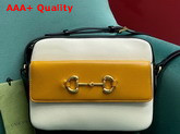 Gucci Horsebit 1955 Small Shoulder Bag Burnt Orange and White grainy Leather 645454 Replica