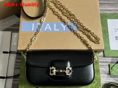 Gucci Horsebit 1955 Small Shoulder Bag in Black Leather with Gold Toned Crystal Hardware 735178 Replica