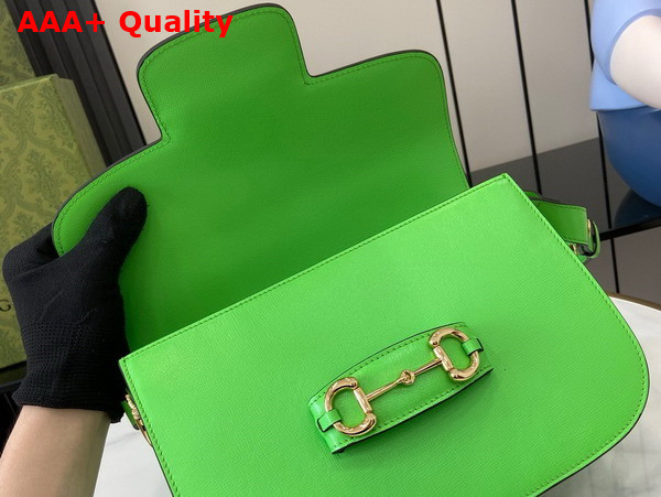 Gucci Horsebit 1955 Small Shoulder Bag in Electric Green Leather 602204 Replica