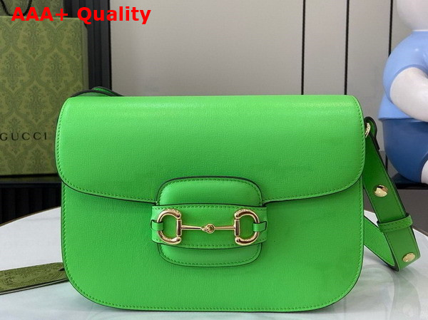 Gucci Horsebit 1955 Small Shoulder Bag in Electric Green Leather 602204 Replica