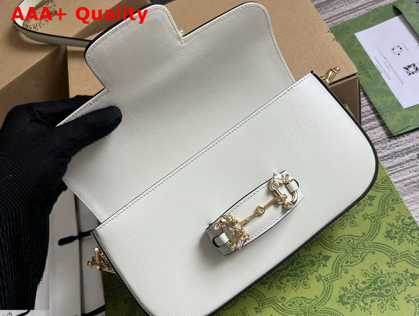 Gucci Horsebit 1955 Small Shoulder Bag in Mint Green Leather with Gold Toned Crystal Hardware 735178 Replica