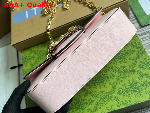 Gucci Horsebit 1955 Small Shoulder Bag in Pink Leather with Gold Toned Crystal Hardware 735178 Replica