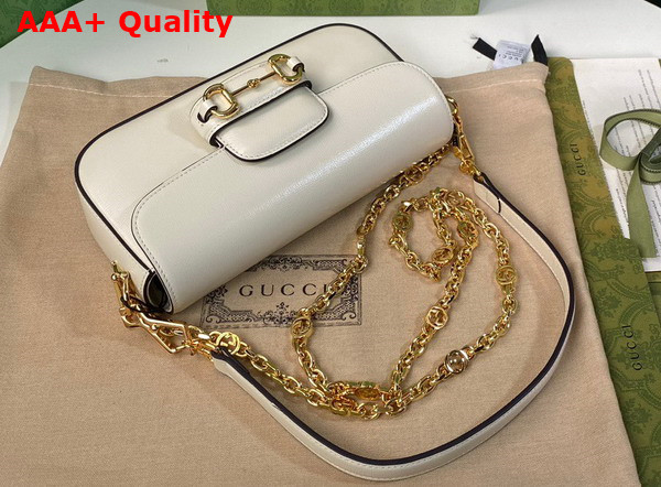 Gucci Horsebit 1955 Small Shoulder Bag in White Leather 735178 Replica