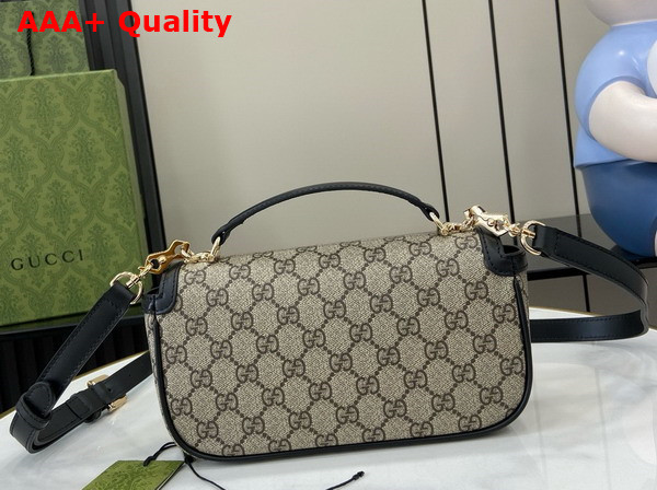 Gucci Horsebit 1955 Small Top Handle Bag in Beige and Ebony GG Supreme Canvas and Black Leather Trim 815206 Replica