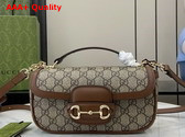 Gucci Horsebit 1955 Small Top Handle Bag in Beige and Ebony GG Supreme Canvas and Brown Leather Trim 815206 Replica