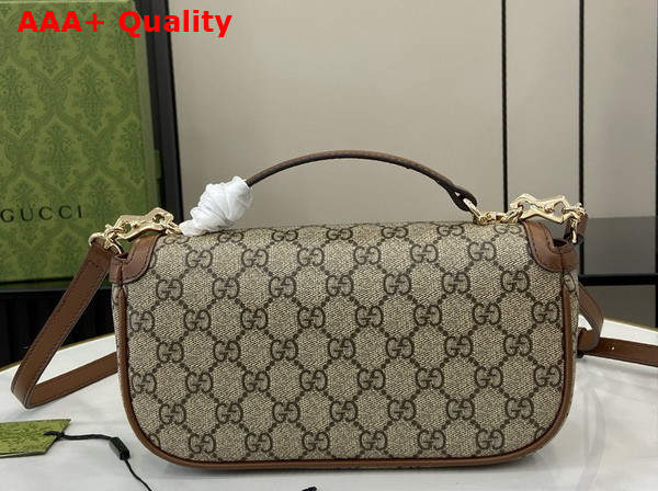 Gucci Horsebit 1955 Small Top Handle Bag in Beige and Ebony GG Supreme Canvas and Brown Leather Trim 815206 Replica