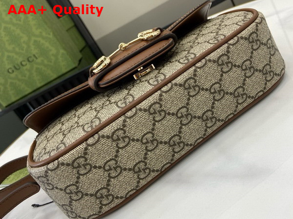 Gucci Horsebit 1955 Small Top Handle Bag in Beige and Ebony GG Supreme Canvas and Brown Leather Trim 815206 Replica