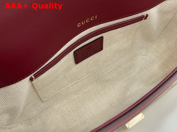 Gucci Horsebit 1955 Small Top Handle Bag in Beige and Ebony GG Supreme Canvas and Rosso Ancora Red Leather Trim 815206 Replica