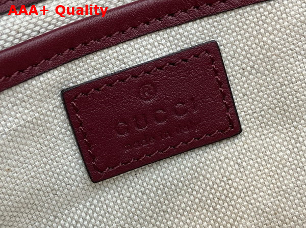 Gucci Horsebit 1955 Small Top Handle Bag in Beige and Ebony GG Supreme Canvas and Rosso Ancora Red Leather Trim 815206 Replica