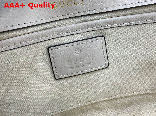 Gucci Horsebit 1955 Small Top Handle Bag in Beige and Ebony GG Supreme Canvas and White Leather Trim 815206 Replica