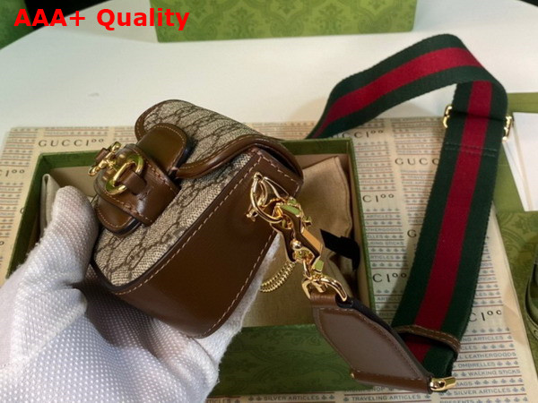 Gucci Horsebit 1955 Strap Wallet in Beige and Ebony GG Supreme Canvas 699760 Replica