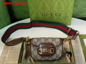 Gucci Horsebit 1955 Strap Wallet in Beige and Ebony GG Supreme Canvas 699760 Replica