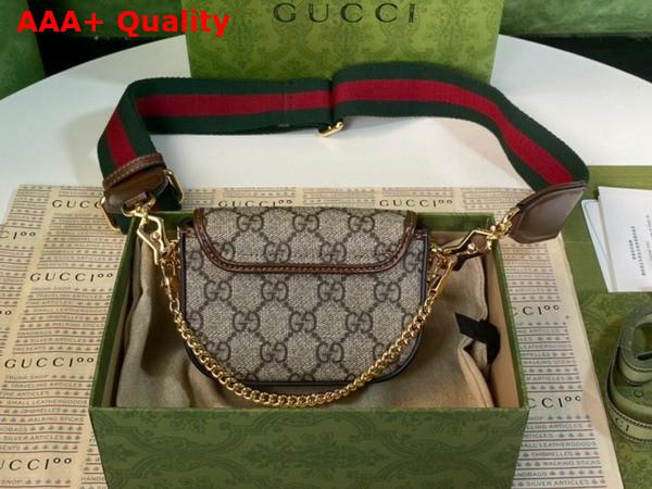 Gucci Horsebit 1955 Strap Wallet in Beige and Ebony GG Supreme Canvas 699760 Replica