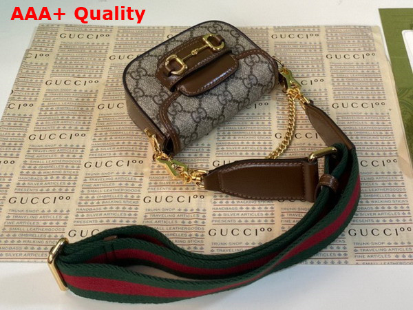 Gucci Horsebit 1955 Strap Wallet in Beige and Ebony GG Supreme Canvas 699760 Replica