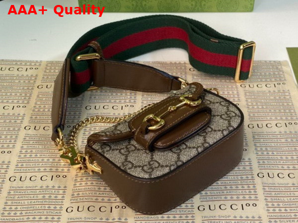 Gucci Horsebit 1955 Strap Wallet in Beige and Ebony GG Supreme Canvas 699760 Replica