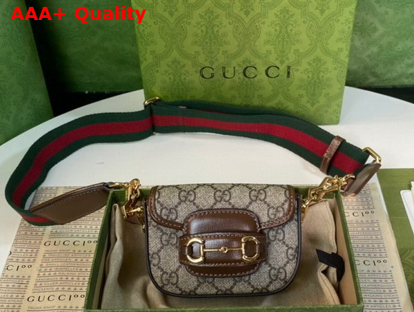 Gucci Horsebit 1955 Strap Wallet in Beige and Ebony GG Supreme Canvas 699760 Replica