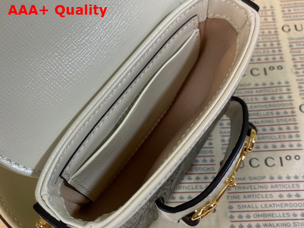 Gucci Horsebit 1955 Strap Wallet in Beige and Ebony GG Supreme Canvas and White Leather 699760 Replica