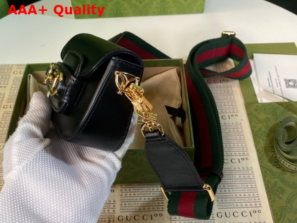 Gucci Horsebit 1955 Strap Wallet in Black Leather 699760 Replica