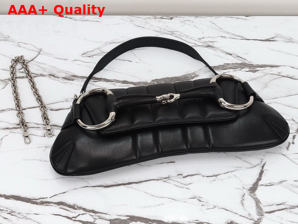 Gucci Horsebit Chain Medium Shoulder Bag in Black Leather 764255 Replica