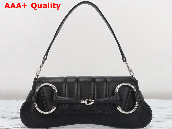 Gucci Horsebit Chain Medium Shoulder Bag in Black Leather 764255 Replica