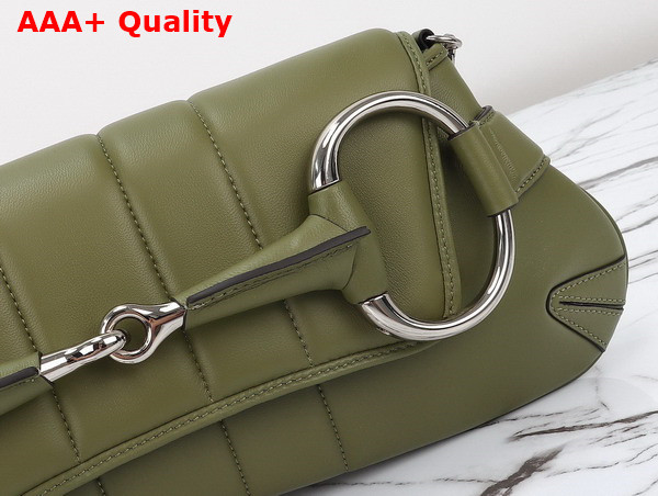 Gucci Horsebit Chain Medium Shoulder Bag in Green Leather 764255 Replica