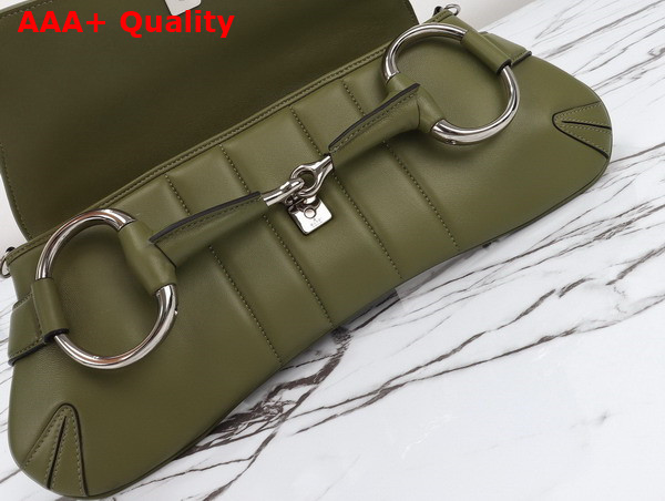 Gucci Horsebit Chain Medium Shoulder Bag in Green Leather 764255 Replica