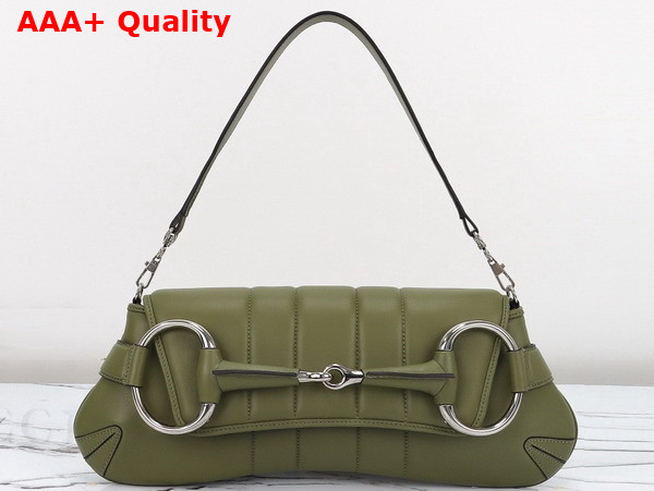 Gucci Horsebit Chain Medium Shoulder Bag in Green Leather 764255 Replica