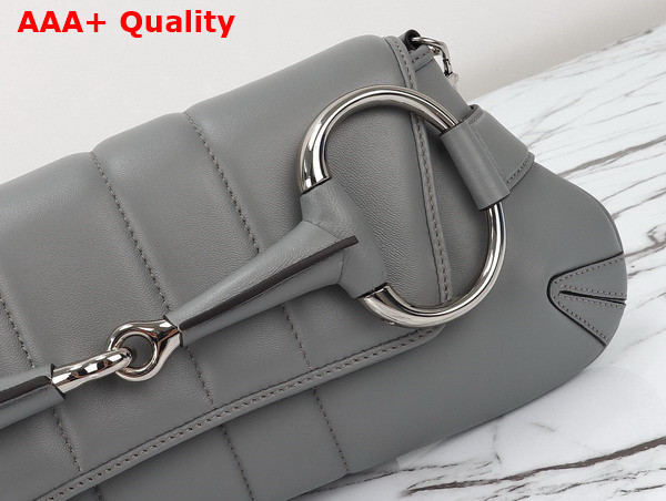 Gucci Horsebit Chain Medium Shoulder Bag in Grey Leather 764255 Replica