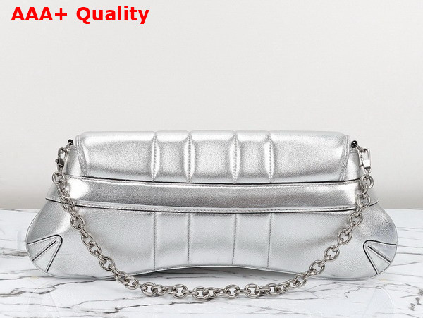 Gucci Horsebit Chain Medium Shoulder Bag in Silver Leather 764255 Replica