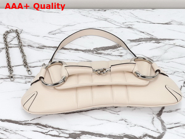 Gucci Horsebit Chain Medium Shoulder Bag in White Leather 764255 Replica