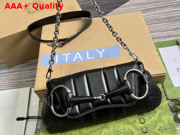 Gucci Horsebit Chain Small Shoulder Bag in Black Leather 764339 Replica